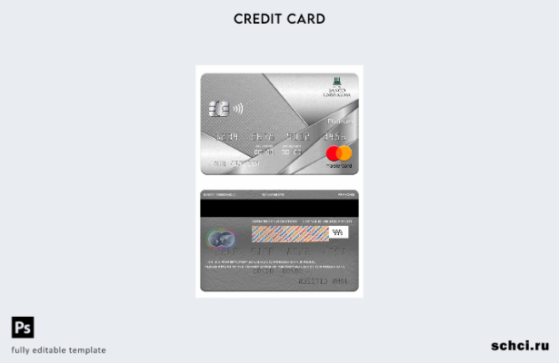 цифровая загрузка Платиновый шаблон платежной карты Mastercard Banco Carregosa в